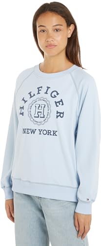 Tommy Hilfiger REG Varsity Raglan Sweatshirt Heavyweight Sweatshirts Damen, Blau (Breezy Blue), S von Tommy Hilfiger