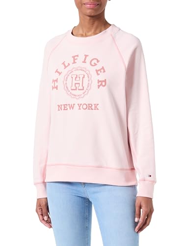 Tommy Hilfiger Damen Sweatshirt Varsity Raglan ohne Kapuze, Rosa (Whimsy Pink), XL von Tommy Hilfiger
