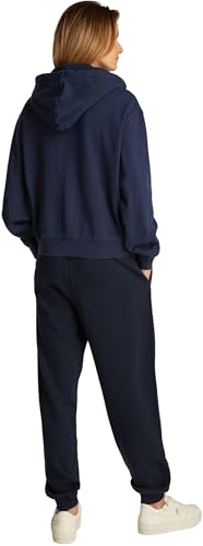 Tommy Hilfiger Damen Sweatshirt mit Reißverschluss Script Zip mit Kapuze, Blau (Dark Night Navy), XL von Tommy Hilfiger