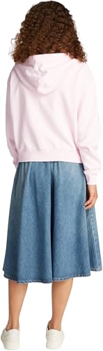 Tommy Hilfiger Damen Sweatshirt mit Reißverschluss Script Zip mit Kapuze, Rosa (Light Pink), XXS von Tommy Hilfiger