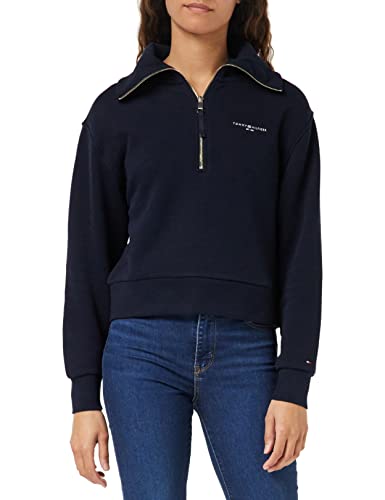 Tommy Hilfiger Damen Sweatshirt mit Reißverschluss Zipper 1985 Halber Zipper, Blau (Desert Sky), 3XL von Tommy Hilfiger