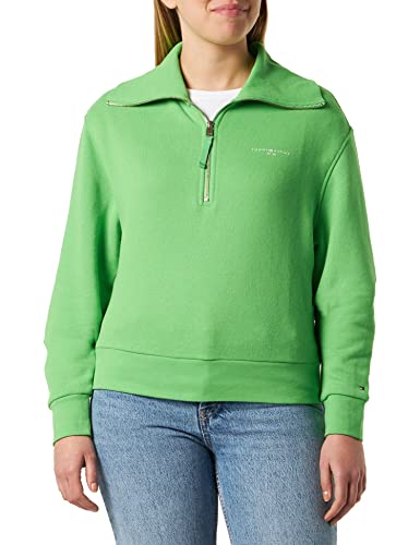 Tommy Hilfiger Damen Sweatshirt mit Reißverschluss Zipper 1985 Halber Zipper, Grün (Spring Lime), 3XL von Tommy Hilfiger