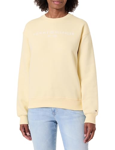 Tommy Hilfiger Damen Sweatshirt ohne Kapuze, Gelb (Frozen Custard), L von Tommy Hilfiger