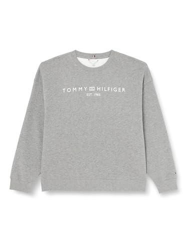 Tommy Hilfiger Damen Sweatshirt ohne Kapuze, Grau (Medium Heather Grey), 54 von Tommy Hilfiger