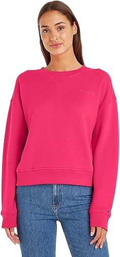 Tommy Hilfiger Damen Sweatshirt ohne Kapuze, Rosa (Bright Cerise Pink), XXL von Tommy Hilfiger