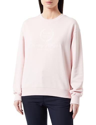 Tommy Hilfiger Damen Sweatshirt ohne Kapuze, Rosa (Whimsy Pink), XL von Tommy Hilfiger