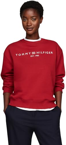 Tommy Hilfiger Damen Sweatshirt ohne Kapuze, Rot (Dark Magma), XXL von Tommy Hilfiger