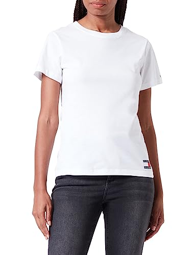 Tommy Hilfiger Damen T-Shirt, Reguläre Passform, Weiß, XS von Tommy Hilfiger