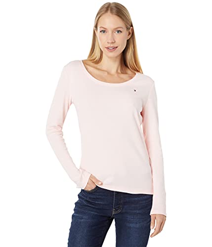 Tommy Hilfiger Damen Langärmeliges U-Ausschnitt T-Shirt, Ballerina Pink, XS von Tommy Hilfiger