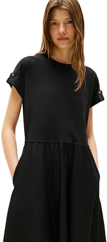 Tommy Hilfiger Damen T-Shirt Kleid Modern Cody Midi Mix Fit & Flare, Schwarz (Black), M von Tommy Hilfiger