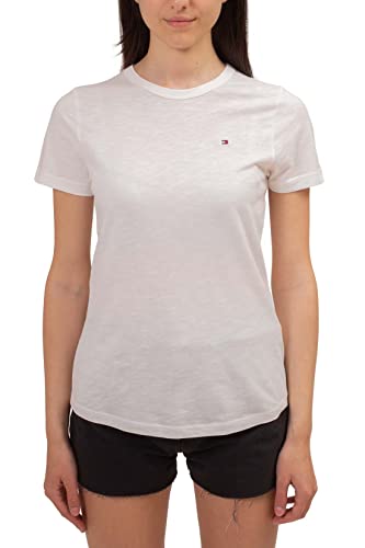 Tommy Hilfiger Damen T-Shirt Kurzarm 1985 Slub Slim Fit, Weiß (Ecru), S von Tommy Hilfiger