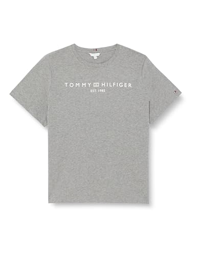 Tommy Hilfiger Damen T-Shirt Kurzarm Curve Regular Logo Rundhalsausschnitt, Grau (Medium Grey Heather), 46 von Tommy Hilfiger