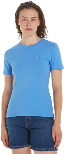 Tommy Hilfiger Damen T-Shirt Kurzarm New Slim Cody Rundhalsausschnitt, Blau (Blue Spell), XS von Tommy Hilfiger