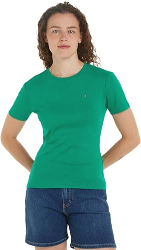 Tommy Hilfiger Damen T-Shirt Kurzarm New Slim Cody Rundhalsausschnitt, Grün (Olympic Green), XL von Tommy Hilfiger