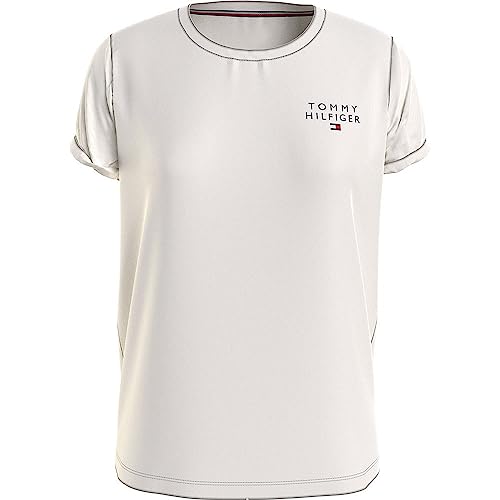 Tommy Hilfiger Damen T-Shirt Kurzarm Rundhalsausschnitt, Beige (Ancient White), S von Tommy Hilfiger