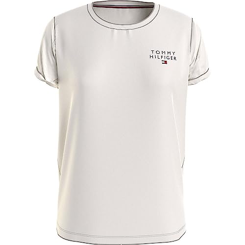 Tommy Hilfiger Damen T-Shirt Kurzarm Rundhalsausschnitt, Beige (Ancient White), XS von Tommy Hilfiger