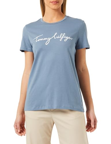 Tommy Hilfiger Damen T-Shirt Kurzarm Rundhalsausschnitt, Blau (Blue Coal), XXS von Tommy Hilfiger