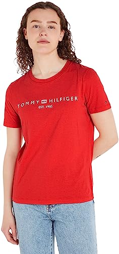 Tommy Hilfiger Damen T-Shirt Kurzarm Rundhalsausschnitt, Rot (Fireworks), S von Tommy Hilfiger