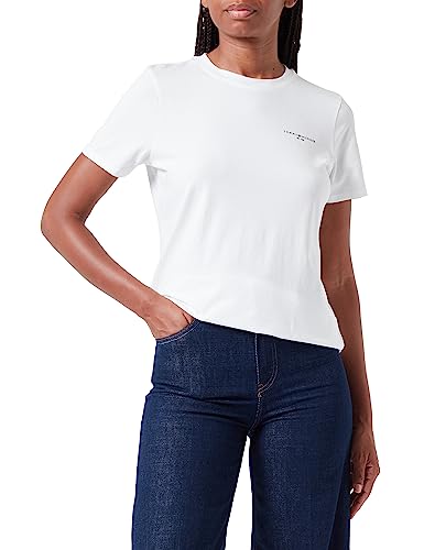 Tommy Hilfiger Damen T-Shirt Kurzarm Rundhalsausschnitt, Weiß (Ecru), XXS von Tommy Hilfiger