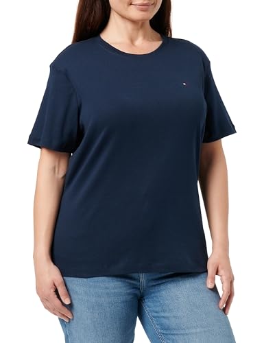 Tommy Hilfiger Damen T-Shirt Kurzarm Slim Cody Rundhalsausschnitt, Blau (Dark Night Navy), 3XL von Tommy Hilfiger