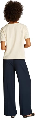 Tommy Hilfiger Damen T-Shirt Kurzarm mit V-Ausschnitt, Beige (Calico), XL von Tommy Hilfiger