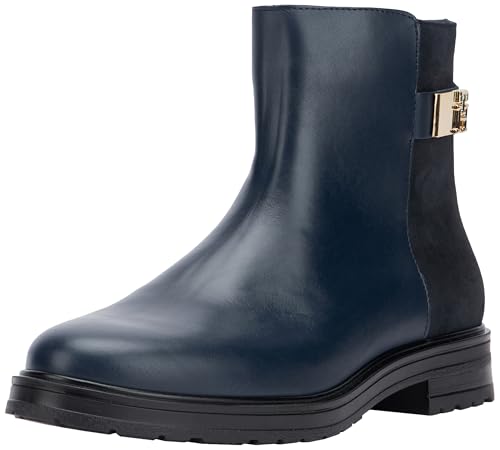 Tommy Hilfiger Damen Chelsea Boots aus Leder, Blau (Space Blue), 38 von Tommy Hilfiger