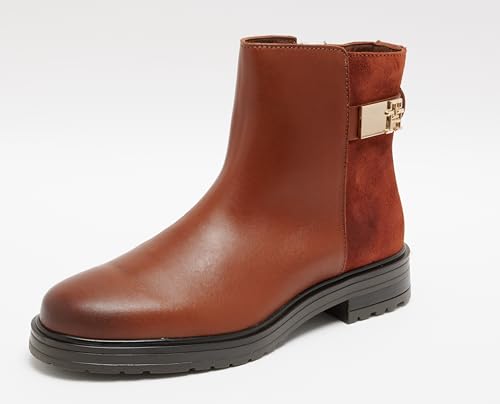 Tommy Hilfiger Damen Low Boot Stiefel aus Leder, Cognac Brown (Braun), 40 von Tommy Hilfiger
