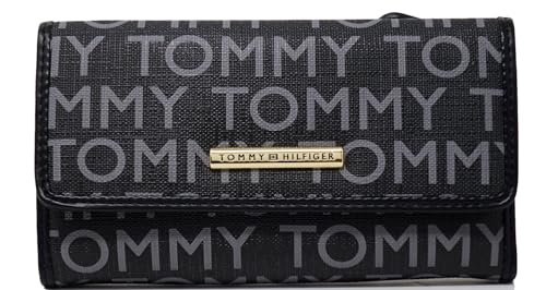 Tommy Hilfiger Damen TH Logo Print Scheckbuch Geldbörse Clutch, Schwarz/Grau, Schwarz, Continental Wallet Tommy Hilfiger Damen TH Logo Print Scheckbuch Geldbörse Clutch, Schwarz/Grau, Schwarz, Continental Wallet von Tommy Hilfiger
