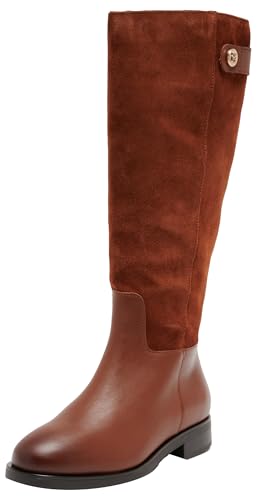 Tommy Hilfiger Th Stud Leather Mix Long Boot (Hohe Stiefel, Damen, Braun (Cognac Brown), 40 Eu von Tommy Hilfiger