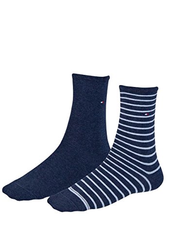 Tommy Hilfiger Damen TH Women SMALL Stripe 2P Socken, Blau (Jeans 356), 35/38 (2er Pack) von Tommy Hilfiger