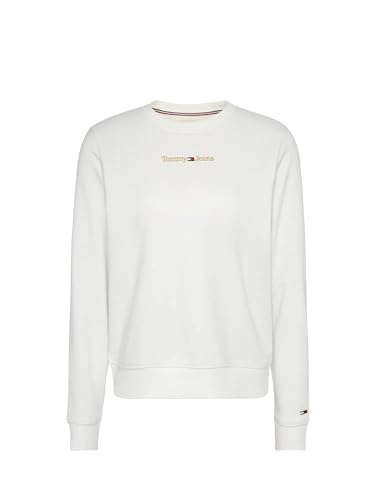 Tommy Hilfiger Damen TJW REG Gold LINEAR Crew Sweatshirt, White, L von Tommy Hilfiger