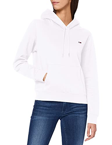 Tommy Jeans Damen Hoodie TJW Regular mit Kapuze, Weiß (White), L von Tommy Jeans