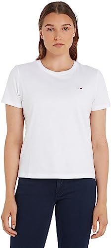 Tommy Jeans Damen T-Shirt Kurzarm TJW Regular Regular Fit, Weiß (White), M von Tommy Hilfiger