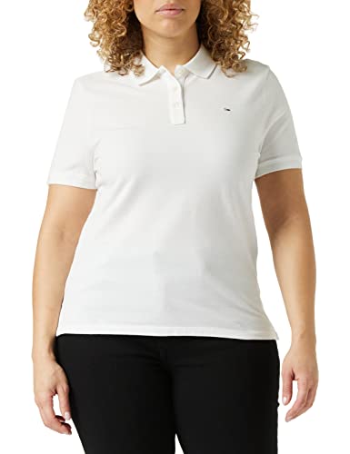 Tommy Jeans Damen Tjw Slim Polo T-Shirt, Weiß, XS von Tommy Hilfiger