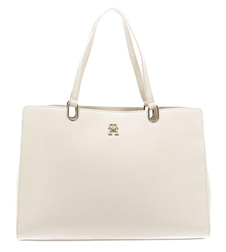 Tommy Hilfiger Damen Tasche TH Timeless Satchel mit Innentaschen, Beige (Weathered White), Einheitsgröße von Tommy Hilfiger