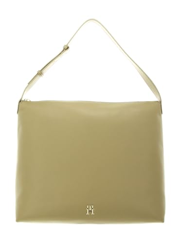 Tommy Hilfiger Damen Tote Bag Tasche TH Casual Hobo mit Reißverschluss, Beige, Einheitsgröße von Tommy Hilfiger