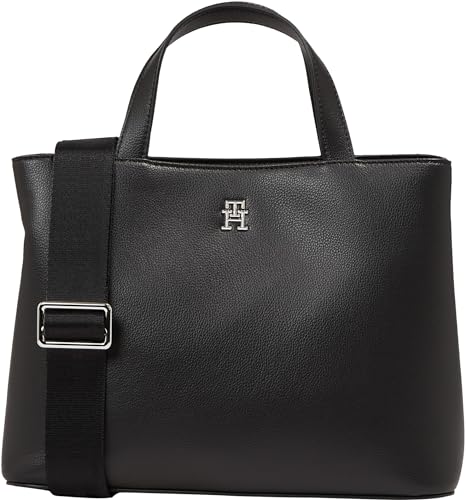 Tommy Hilfiger Damen Tasche Essential Satchel mit Reißverschluss, Schwarz (Black), Onesize von Tommy Hilfiger