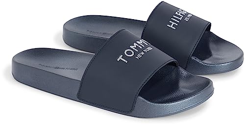 Tommy Hilfiger Damen Badeschuhe TH Glitter Pool Slide Badelatschen, Blau (Desert Sky), 42 EU von Tommy Hilfiger