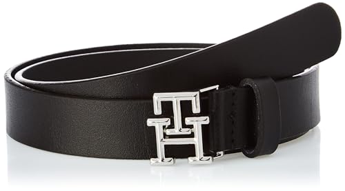 Tommy Hilfiger Damen Gürtel Logo 2,5 cm Ledergürtel, Schwarz (Black), 100 cm von Tommy Hilfiger