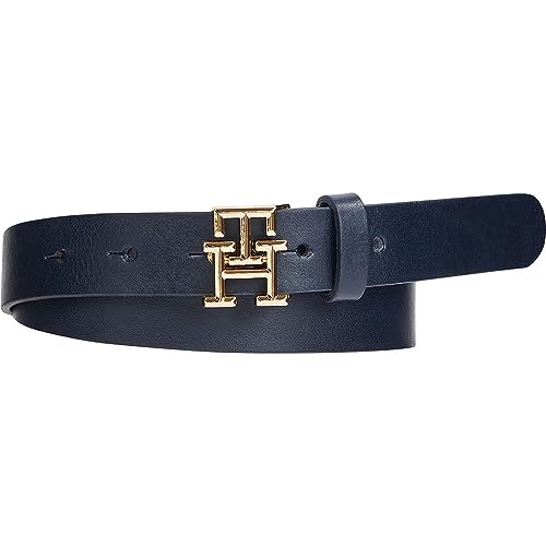Tommy Hilfiger Damen Gürtel Logo 2,5 cm Ledergürtel, Blau (Space Blue), 80 cm von Tommy Hilfiger