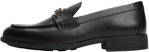 Tommy Hilfiger Damen Loafer Logo Leather Loafer aus Leder, Schwarz (Black), 35 von Tommy Hilfiger