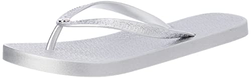 Tommy Hilfiger Damen TH METALLIC Flat Beach Sandal FW0FW06445 Flip-Flop, Grau (Silver), 41 EU von Tommy Hilfiger