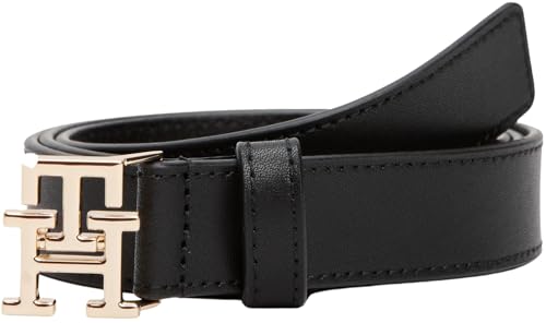 Tommy Hilfiger Damen Gürtel Logo 2,5 cm aus Leder, Schwarz (Black), 85 cm von Tommy Hilfiger