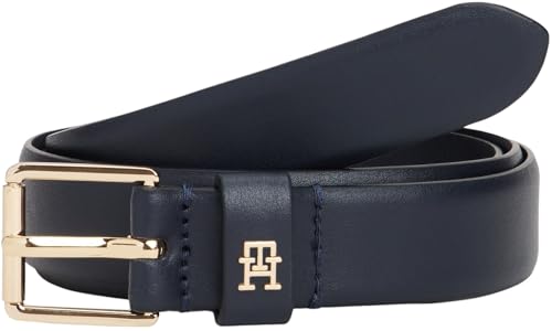 Tommy Hilfiger Damen Gürtel Square 2,5 cm Go Ledergürtel, Blau (Space Blue), 90 cm von Tommy Hilfiger