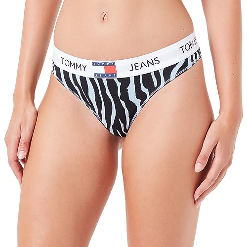 Tommy Hilfiger Damen Thong Print (EXT Sizes) UW0UW04692 Stringtangas, Blau (Tj Zebra AOP), XL von Tommy Hilfiger