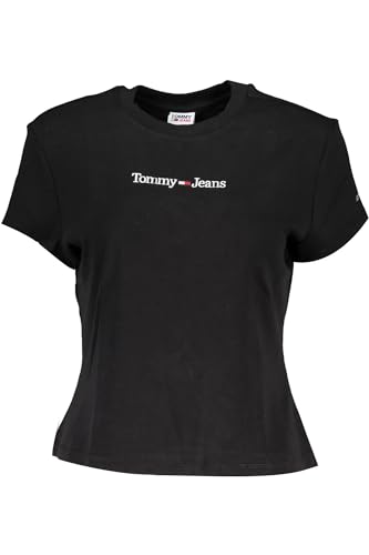 Tommy Jeans Damen Tjw Baby Serif Linear Ss DW0DW14364 Kurzarm T-Shirts, Schwarz, XL von Tommy Jeans