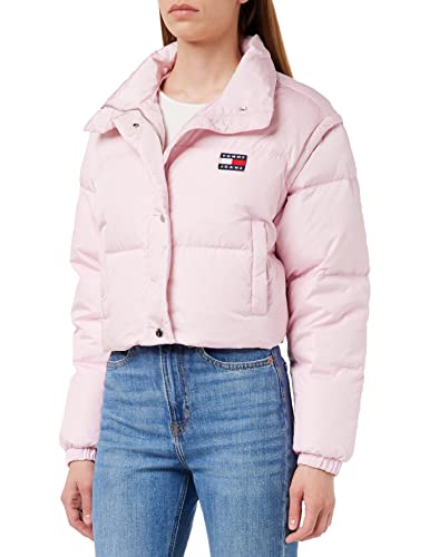 Tommy Jeans Damen Wattierte Cropped Fit Puffer-Jacke mit Logo, Pink (French Orchid), L von Tommy Jeans