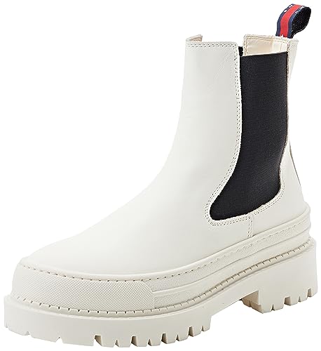 Tommy Jeans Damen TJW Chelsea Foxing Boot EN0EN02289 Mittelhohe Stiefel, Weiß, 38 EU von Tommy Jeans