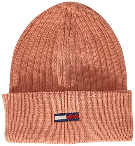 Tommy Jeans Damen TJW Flag Beanie AW0AW12628 Gestrickte Mütze, Rosa, OS von Tommy Jeans