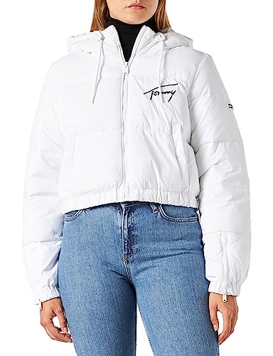 Tommy Jeans Damen Tjw Signature Cropped Puffer DW0DW14470 Gepolsterte Jacken, Weiß, L von Tommy Jeans